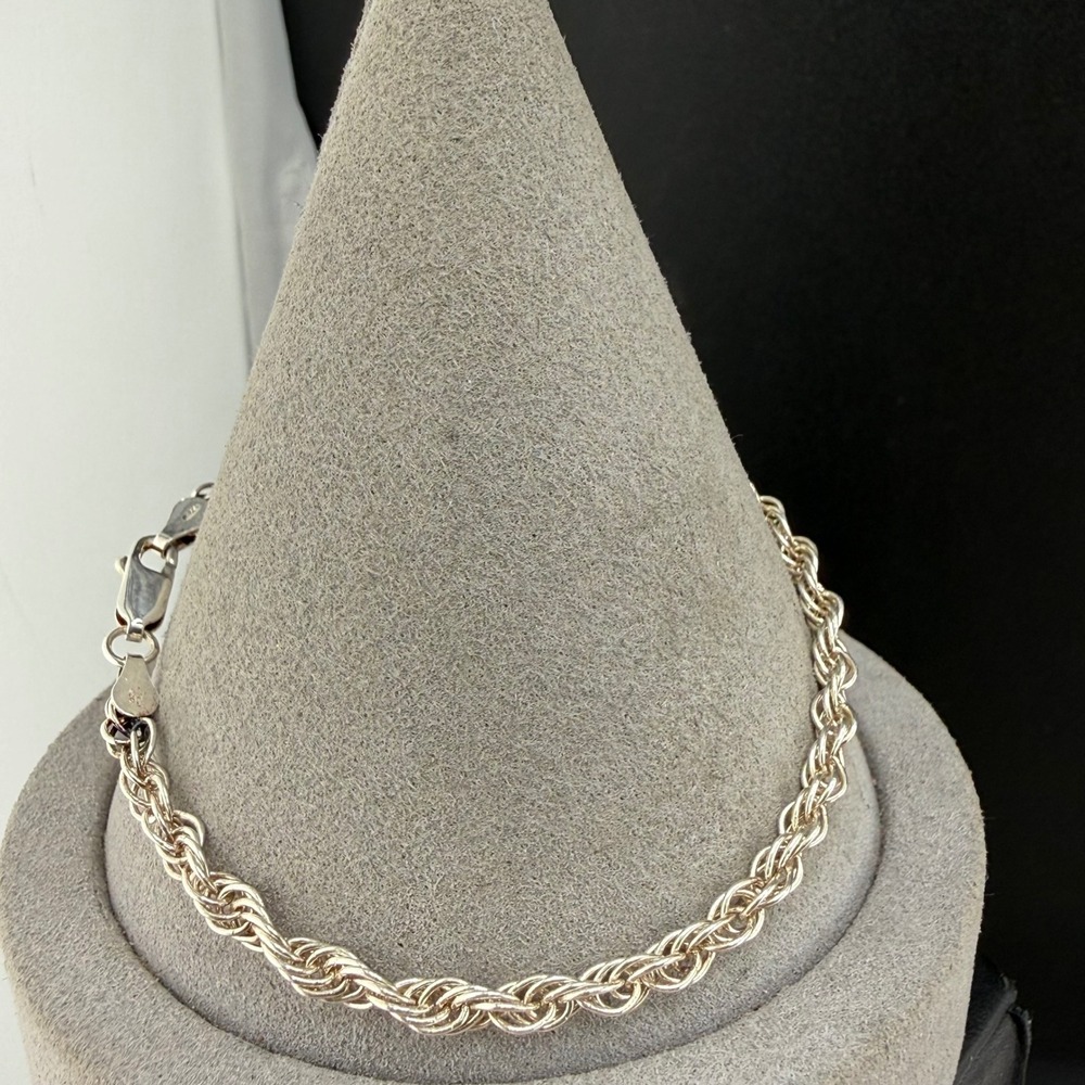 Sterling Silver Bracelet Rope Chain Twisted Link 8"